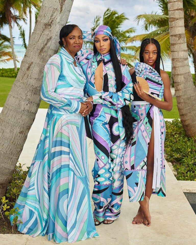 Monica and her Family Posed in a Multicolor Pucci Looks While on Vacation 1