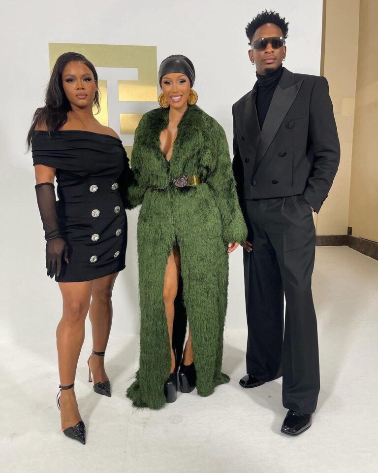 Fashion Bomb CEO Claire Sulmers Posed with Cardi B and Stylist Collin Carter at the Spring 2025 Show