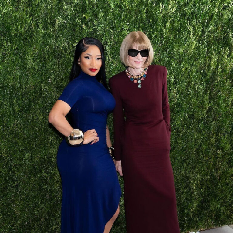 6 Nicki Minaj Attends Vogues Forces of Fashion Event in a Navy Alaia Dress and Schiaparelli Coat