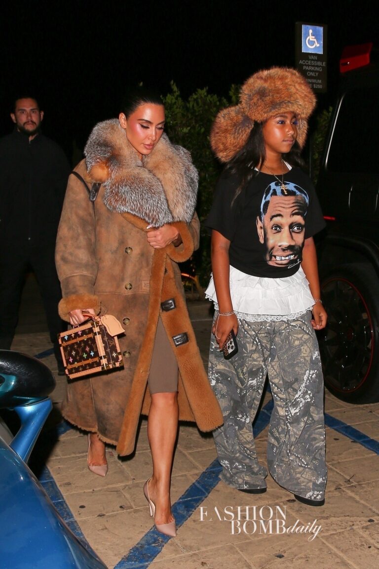 Kim Kardashian and North West Grab Dinner at Nobu Malibu with Kim Rocking a 11100 Louis Vuitton Trunk Bag