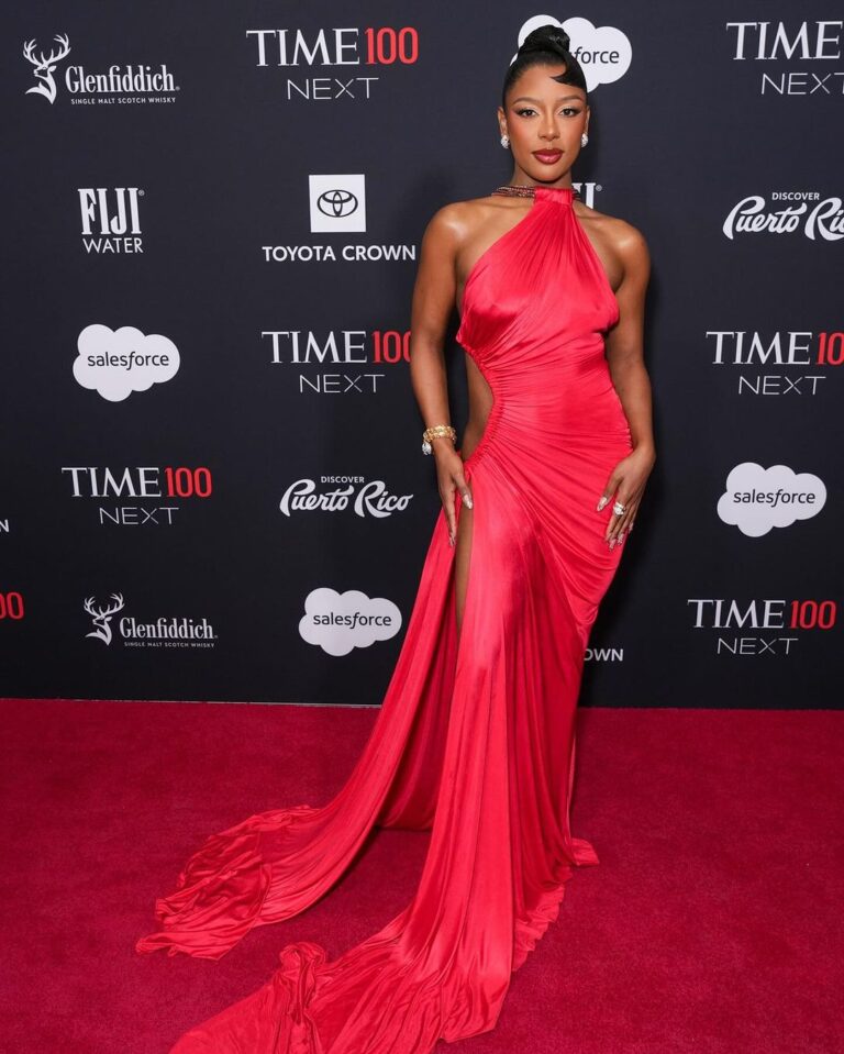 Victoria Monet Stunned in a Sizzling Red Roberto Cavalli Gown to the 2024 Times 100 Next Gala 1