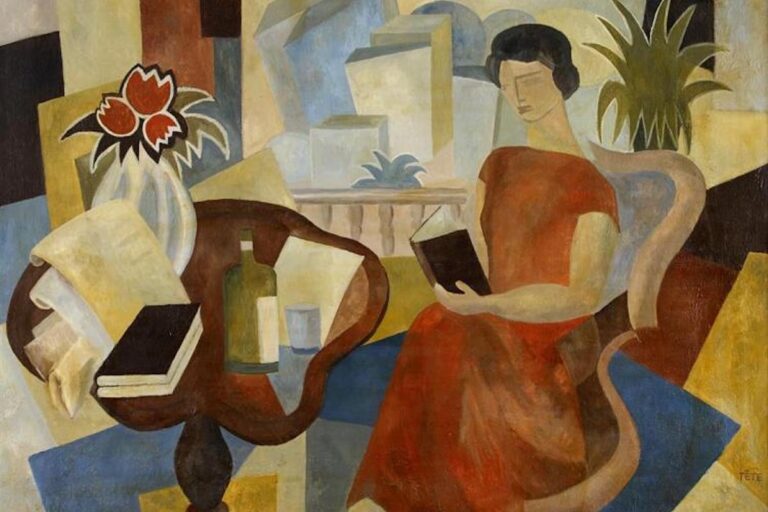 Woman Reading abstract