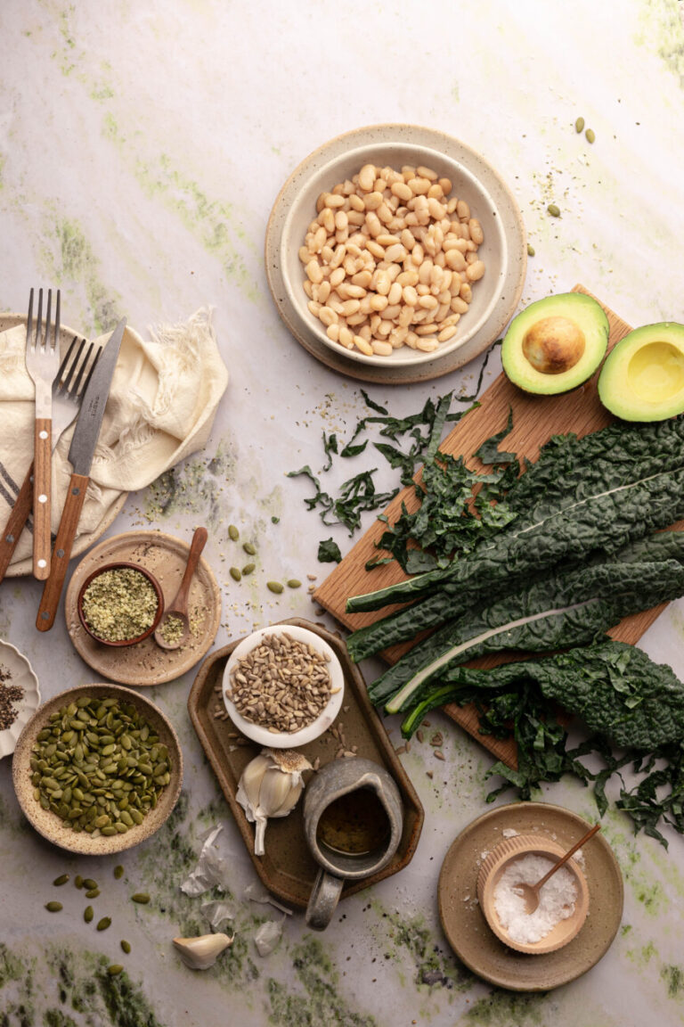 ingredients for Kale White Bean Salad 865x1298