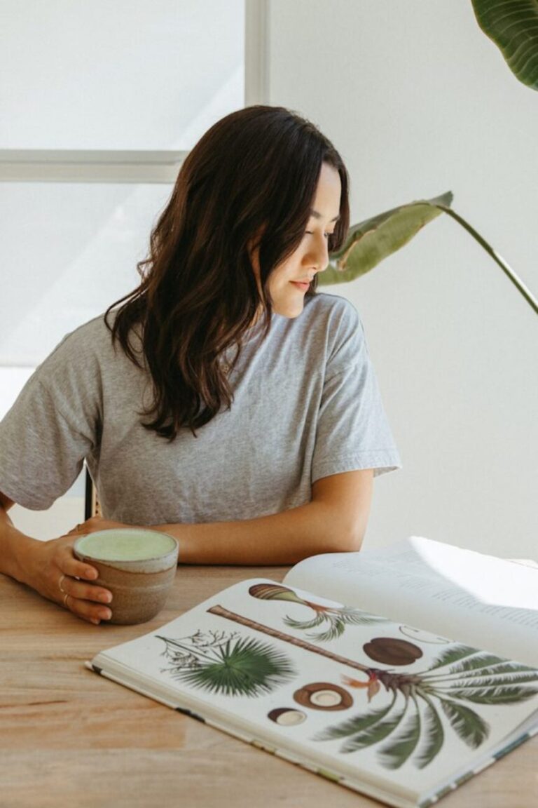 woman drinking matcha stress relieving foods 865x1297