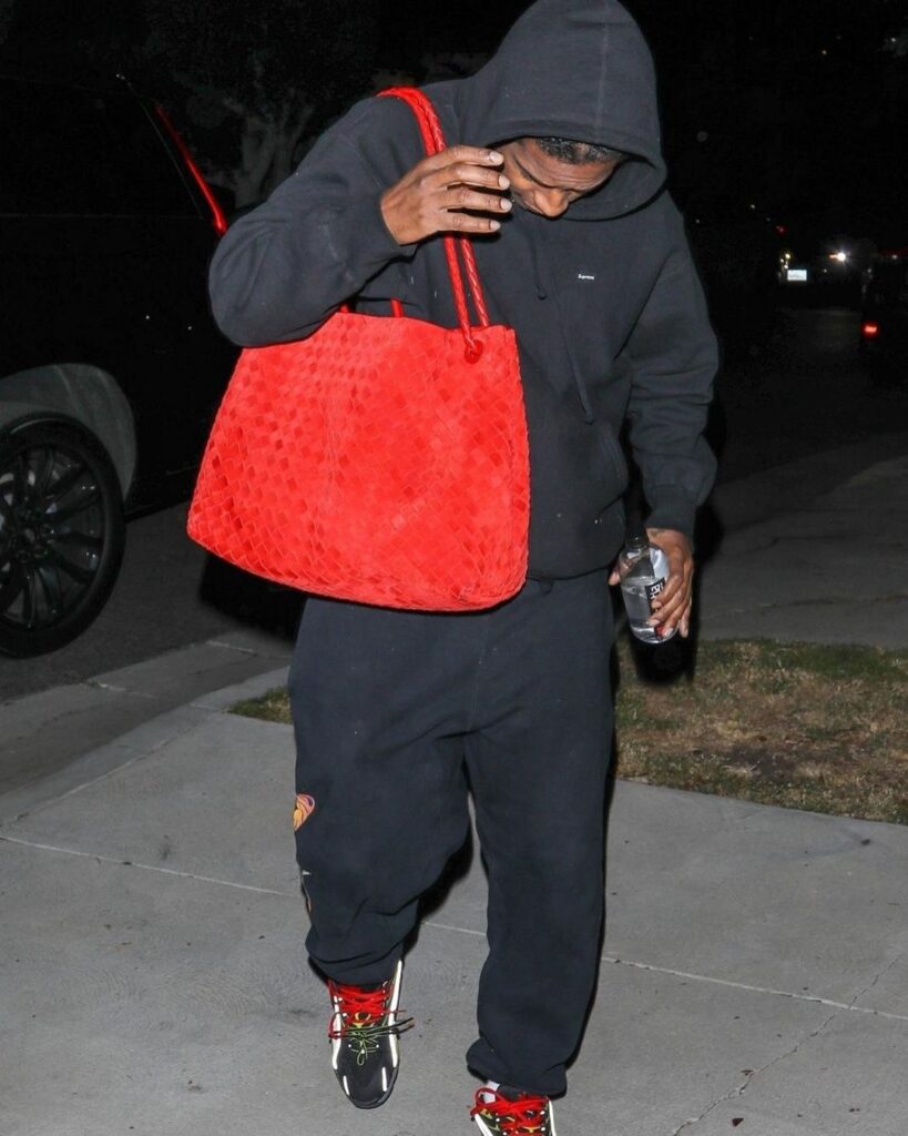 AAP Rocky Stepped Out Wearing a New Bottega Winter 24 Large Intrecciato Andiamo Bag