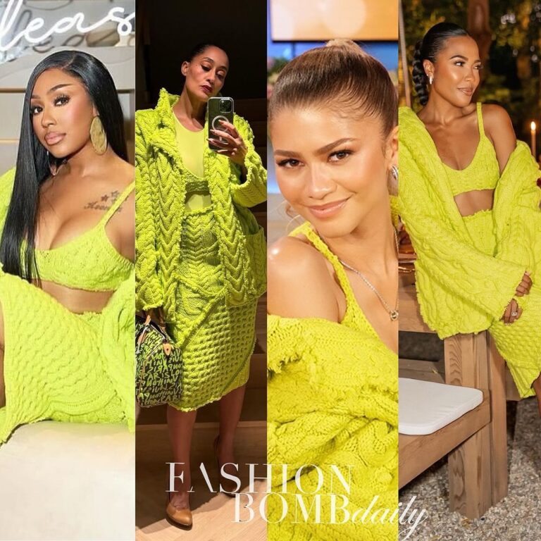 Celebs Were Spotted in a Lime Green Alexander McQueen Chunky Knitted Set