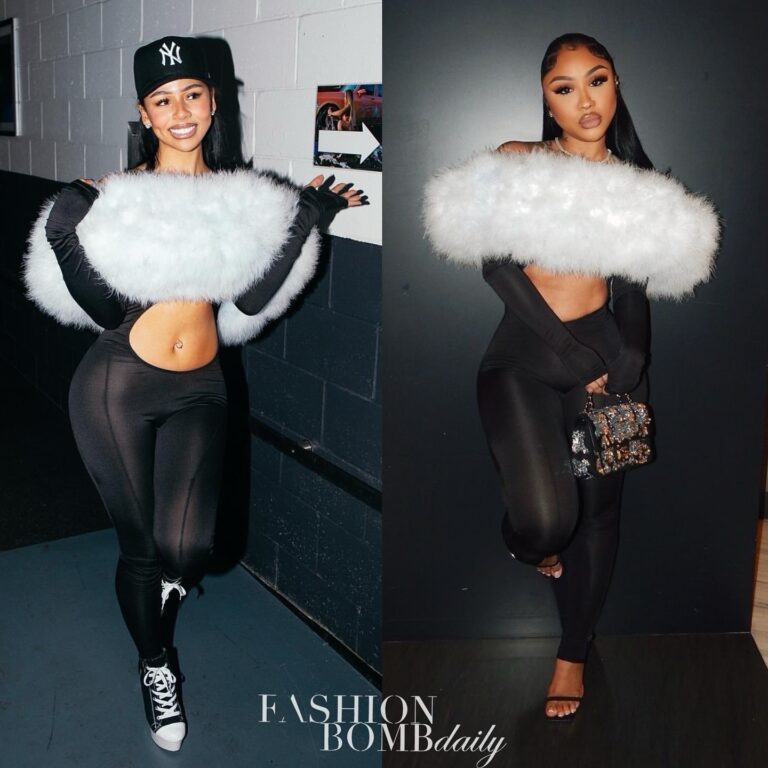 Who Wore it Better Mariah the Scientist vs. Ari Fletcher in BoisCamp s Faux Fur Trimmed Cut Out Black Catsuit