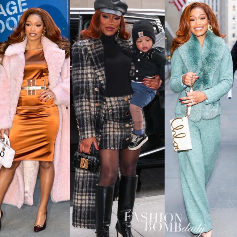 9899 8Keke Palmer Slays NYC in Plaid Schiaparelli Turquoise Dior Metallic Dolce Gabbbana and more