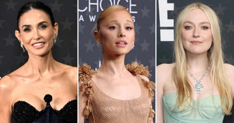 Demi Moore Ariana Grande and Dakota Fanning Don Corset Style Dresses For Critics Choice Red Carpet 0