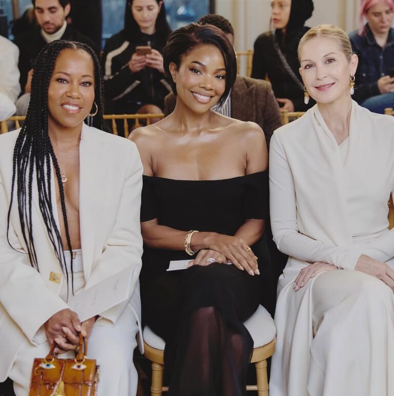 Front Row at Schiaparellis Fall 2025 Show Regina King Stuns in a White Suit Gabrielle Union Slays in a Black Off the Shoulder Dress 4