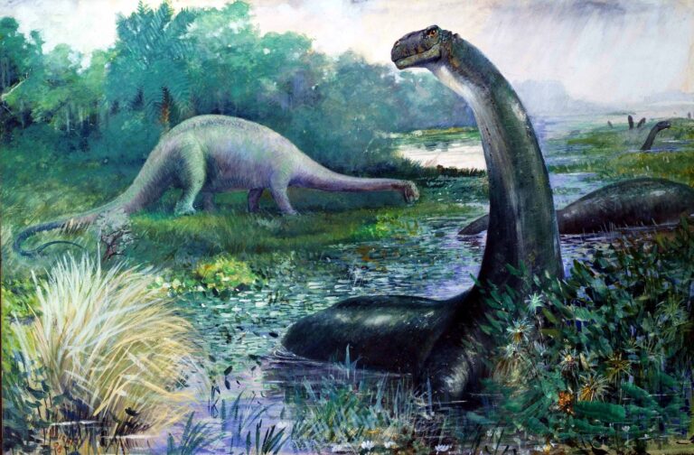 Charles R Knight Brontosaurus painting 1897